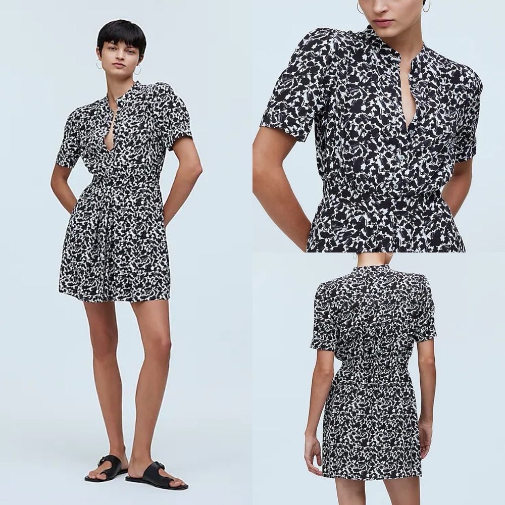 🆕 Madewell button-front blouson mini shirt dress in Floral Crepe